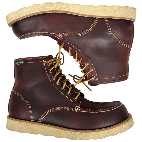NWOB Eastland Men's Oxblood Leather Lumber Up Moc Toe Boots Size 9.5D - Picture 3 of 16